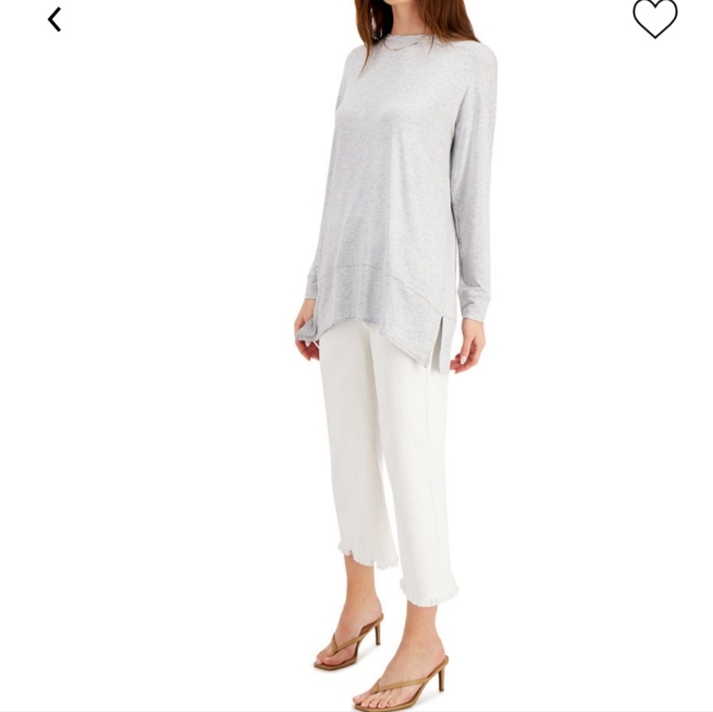 INC ASSYMETRICAL HEM GREY LIGHTWEIGHT TUNIC NWT MEDIUM PETITE